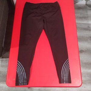 Joe Fresh black leggings metallic green design on the leg women's size L
